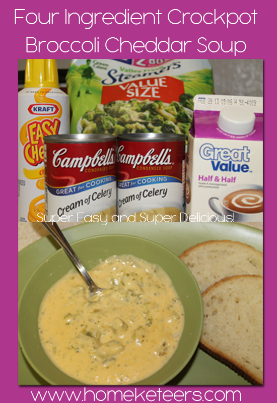 4 Ingredient Broccoli Cheddar Soup Recipe ~ Homeketeers #Soup #Dinner #Recipe