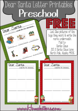 Dear Santa Preschool Letter Free Printable