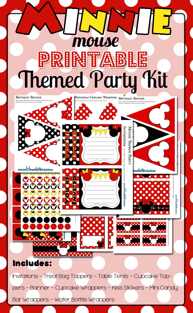 Minnie Mouse Party Printable Kit Red Free