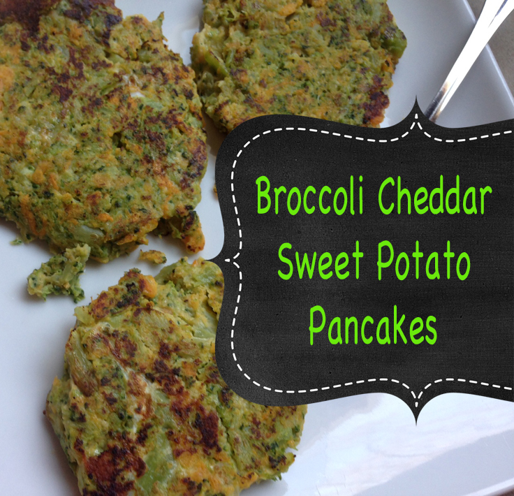 Broccoli cheddar sweet potato pancakes {Healthy Recipe}