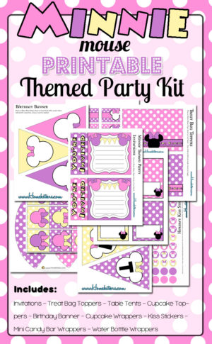 Pastel Minnie Mouse Birthday Party Printables Kit ~ FREE