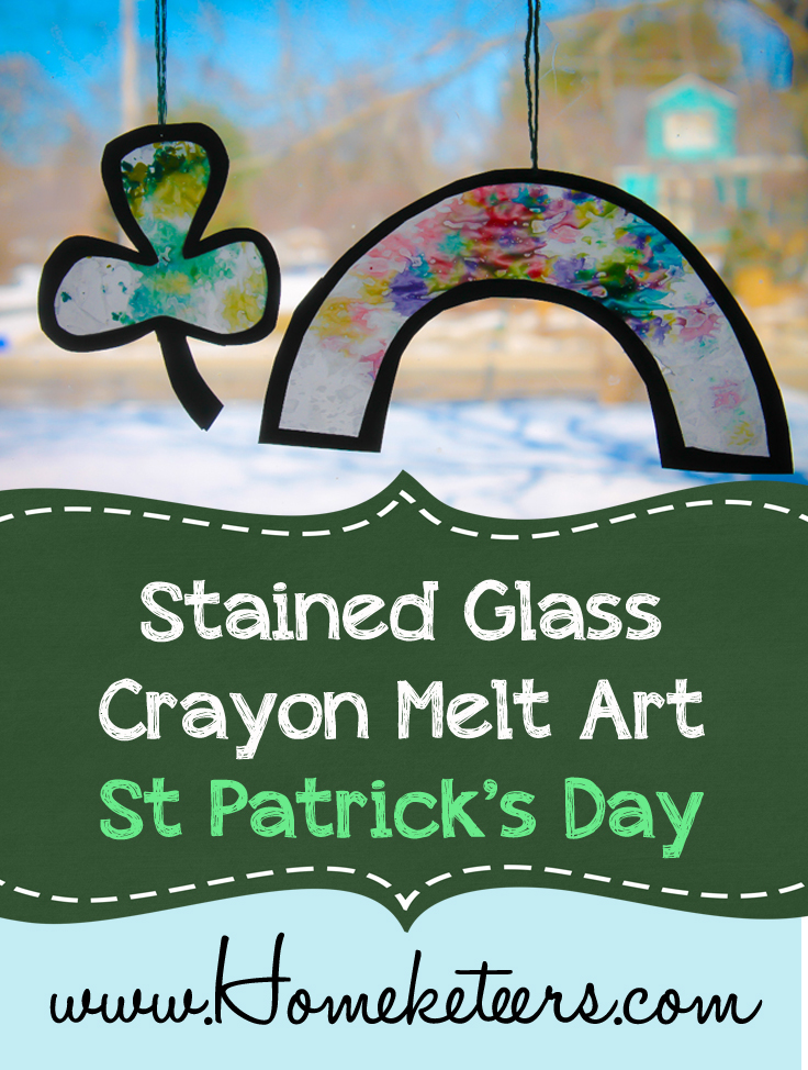 Stained Glass Crayon Melt Art Kids Craft {St Patrick’s Day}