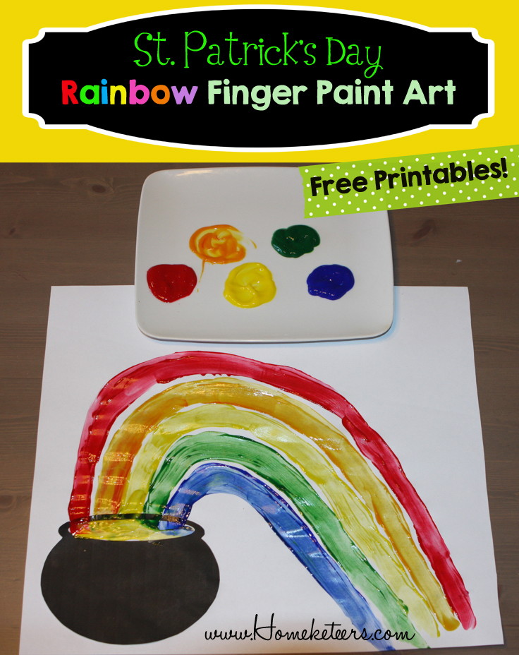 St. Patrick’s Day Rainbow Finger Paint Kids Craft & Free Printable
